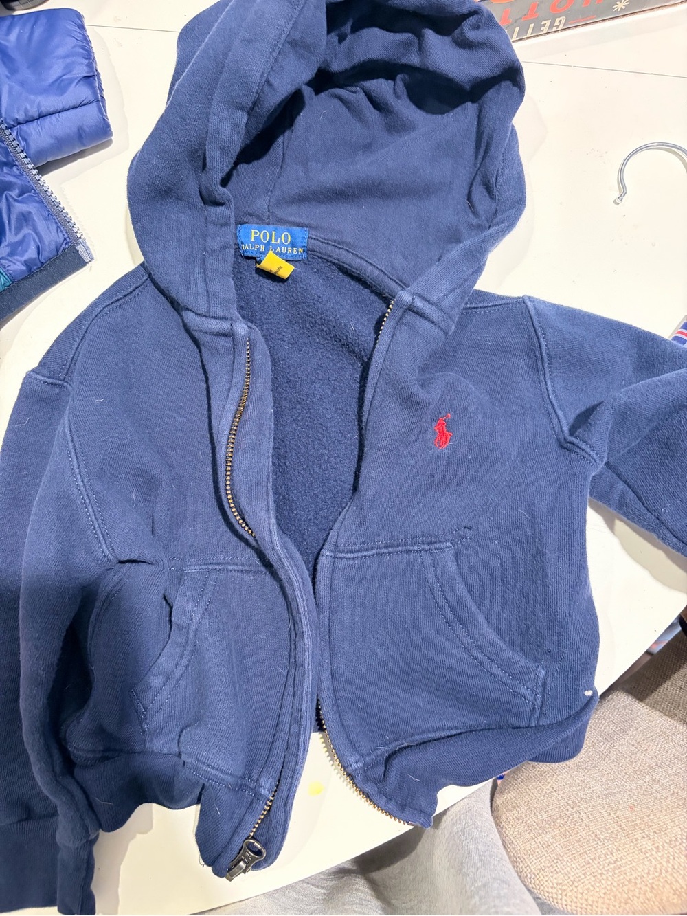Polo by Ralph Lauren Navy Zip Hoodie with Red Pony - Kids